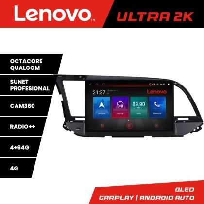 Navigatie Hyundai Elantra 2015-2018 Lenovo Kit-581 8 core QLED Qualcomm 4+64 360 Android Waze USB Navigatie Internet Youtube Radio