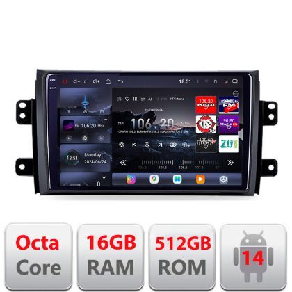 Navigatie Suzuki SX4 2006-2013 Edotec Kit-124 8 core QLED 2K 16+512 360 Android Waze USB Navigatie Internet Youtube Radio