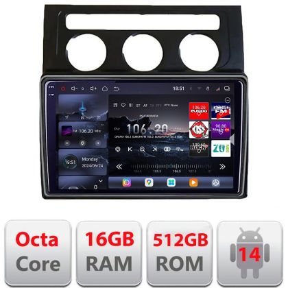 Navigatie VW Touran 2003-2009 clima automata Edotec Kit-touran2 8 core QLED 2K 16+512 360 Android Waze USB Navigatie Internet Youtube Radio