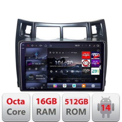 Navigatie Toyota Yaris 2008-2011 Edotec Kit-YARIS08 8 core QLED 2K 12+256GB 360 Android Waze USB Navigatie Internet Youtube Radio Edotec