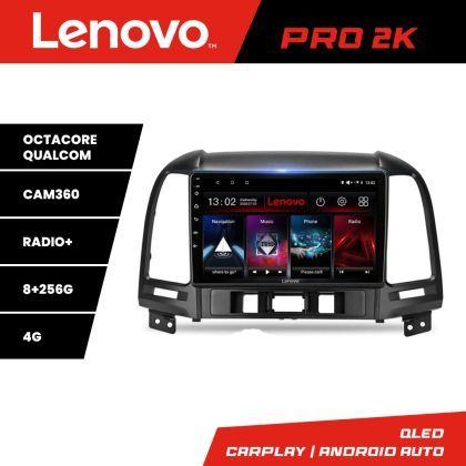 Navigatie Hyundai Santa Fe Lenovo Kit-008 8 core QLED 2K 8+256 360 Android Waze USB Navigatie Internet Youtube Radio