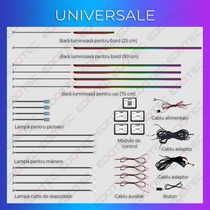 Lumini ambientale Universal set complet control telefon sau sistem original