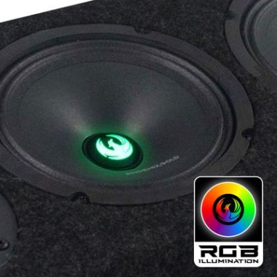 Cutie de difuzoare iluminate Phonix Gold 1700W ieșire SPL 2 x 4 OHM 4 x difuzoare midrange 2 x tweetere pro audio